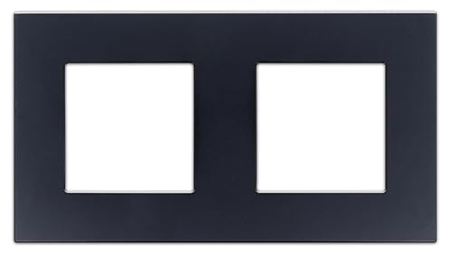 LUXUS-TIME Nur Rahmen Kunststoff Wandblenden Lichtschalter Blenden Schalterleisten für Touchschalter, Steckdosen, Unterputz Dosen Kunststoffrahmen Weiß, Schwarz (2-Fach, Schwarz-Kunststoff) von Luxus-Time
