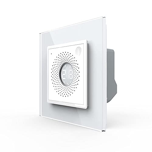 Livolo WIFI Zigbee Hygrometer Digital Smartes Thermometer Luftfeuchtigkeitssensor zur Überprüfung des Raumklimas Fernüberwachung der Temperatur inkl Glasrahmen Einbau Thermostat FCEZ (Weiß) von Luxus-Time