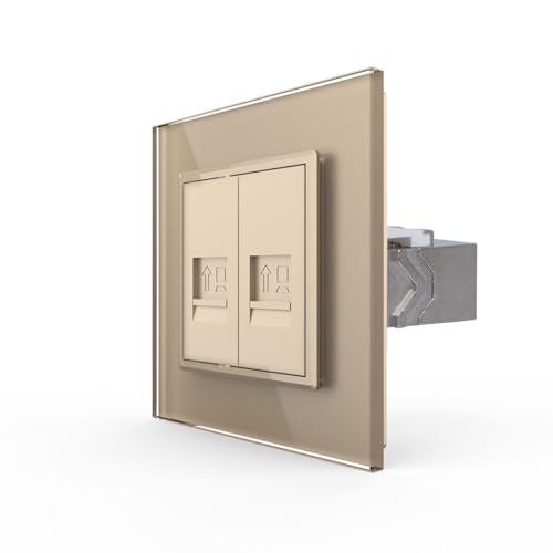 Livolo zweifaches Netzwerk Modul CAT7 zum Selbstverdrahten inkl. einfachen Glasrahmen in gold für UP VL-2CAT7/SR-13 Einbau Netzwerkdose LAN Buchse Unterputz Netz Anschluss Kaystone Cat 7 Datendose Livolo zweifaches Netzwerk Modul CAT7 zum Selbstverdrahten inkl. einfachen Glasrahmen in gold für UP VL-2CAT7/SR-13 Einbau Netzwerkdose LAN Buchse Unterputz Netz Anschluss Kaystone Cat 7 Datendose von Luxus-Time
