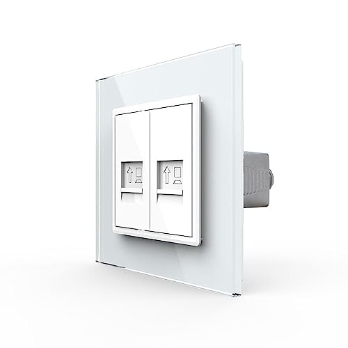 Livolo zweifaches Netzwerk Modul CAT7 zum Selbstverdrahten inkl. einfachen Glasrahmen in weiß für UP VL-2CAT7/SR-11 Einbau Netzwerkdose LAN Buchse Unterputz Netz Anschluss Kaystone Cat 7 Datendose Livolo zweifaches Netzwerk Modul CAT7 zum Selbstverdrahten inkl. einfachen Glasrahmen in weiß für UP VL-2CAT7/SR-11 Einbau Netzwerkdose LAN Buchse Unterputz Netz Anschluss Kaystone Cat 7 Datendose von Luxus-Time