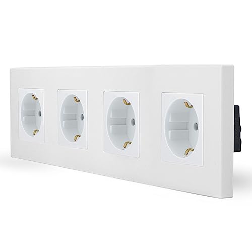 Luxus-Time 4-Fach Schuko Steckdose, Doppelsteckdose, Wandsteckdose mit Kindersicherung, vierfachen Design Kunststoffrahmen für DE Unterputzdose in weiß Luxus-Time 4-Fach Schuko Steckdose, Doppelsteckdose, Wandsteckdose mit Kindersicherung, vierfachen Design Kunststoffrahmen für DE Unterputzdose in weiß von Luxus-Time