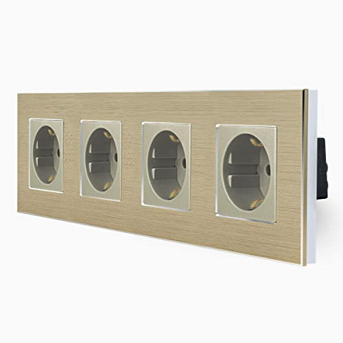 Luxus-Time 4-Fache Steckdose im vierfachem Design Aluminiumrahmen für die DE Unterputzdose Einbau Dose vierfach Schuko Stecker in Gold LXBA4-13-71-13 Luxus-Time 4-Fache Steckdose im vierfachem Design Aluminiumrahmen für die DE Unterputzdose Einbau Dose vierfach Schuko Stecker in Gold LXBA4-13-71-13 von Luxus-Time