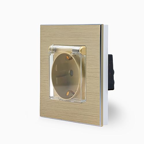 Luxus-Time Steckdose Schuko mit Abdeckung im einfachen Design Aluminiumrahmen für die DE Unterputzdose Einbau Stecker mit Deckel Spritzwassergeschütz IP44 in Gold LXBA1-LX-71Cover-13 Luxus-Time Steckdose Schuko mit Abdeckung im einfachen Design Aluminiumrahmen für die DE Unterputzdose Einbau Stecker mit Deckel Spritzwassergeschütz IP44 in Gold LXBA1-LX-71Cover-13 von Luxus-Time