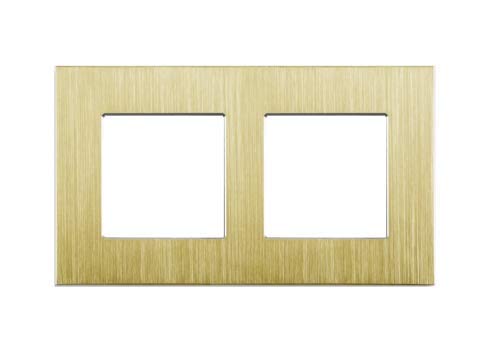 Luxus-Time Touch Aluminium Glas Lichtschalter Steckdosen USB HDMI Gold POINT Modul Touchlichtschalter (Nur Rahmen Aluminium 2 Fach Gold) von Luxus-Time