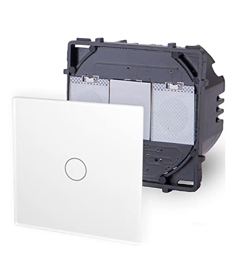 Luxus-Time Touch Glasrahmen Lichtschalter Steckdosen USB HDMI Weiß/Weiss POINT (Modul: 1 Fach Wechsel Weiss Point) von Luxus-Time