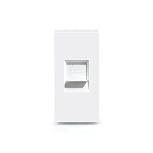 Luxus-Time Touch Glasrahmen Lichtschalter Steckdosen USB HDMI Weiß/Weiss POINT (Modul: Netzwerk 1/2 Weiss) von Luxus-Time