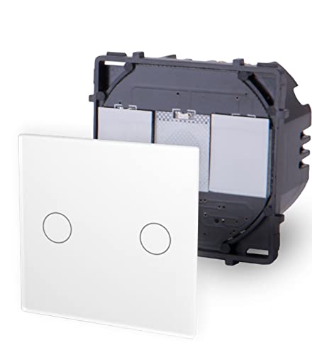 Luxus-Time Touch Lichtschalter POINT Glas Schalter Wechselschalter Schuko Steckdosen USB Grau Weiß Schwarz Gold (Modul: Touch Serien Taster Niederspannung 2-Weg 12/24V, Weiß) von Luxus-Time