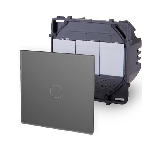 Luxus-Time Touch Lichtschalter Wandschalter POINT SERIE Glas Sensor Schalter Wechselschalter Schuko Steckdosen USB Grau Weiß Schwarz Gold (Modul: Touch Dimmer 1-Weg, Grau) von Luxus-Time