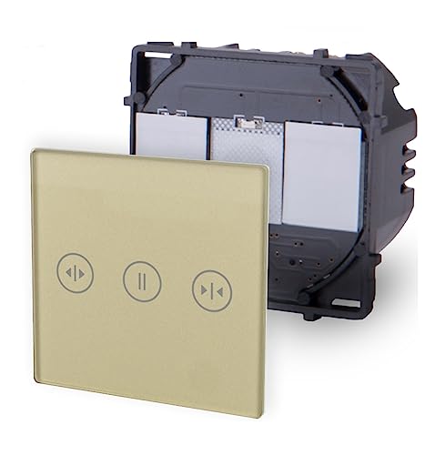 Luxus-Time Touch Lichtschalter Wandschalter POINT SERIE Glas Sensor Schalter Wechselschalter Schuko Steckdosen USB Grau Weiß Schwarz Gold (Modul: Touch Rollladenschalter 2-Weg, Gold) von Luxus-Time