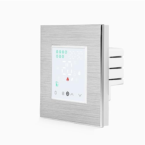 Luxus-Time WiFi Raumthermostat Heizungsthermostat Rahmen EXT. Sensor Thermostat Fußbodenheizung wöchentlich programmierbar Tuya App Alexa Google HTWI (WiFi Raumthermostat Weiß im Aluminiumrahmen) von Luxus-Time
