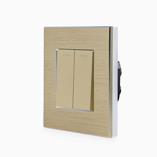 Luxus-Time Wipp Lichtschalter Serienwechselschalter Wechselschalter Wandschalter Schalter UP inkl. Aluminiumrahmen in Gold von Luxus-Time
