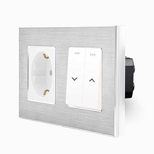 Luxus-Time Wipp Schuko Steckdose + Rollladentaster Impuls-Schalter für Jalousie Markiese Rollladen Hoch/Runter inkl. Aluminium Rahmen 2 Fach Einbau UP weiß Luxus-Time Wipp Schuko Steckdose + Rollladentaster Impuls-Schalter für Jalousie Markiese Rollladen Hoch/Runter inkl. Aluminium Rahmen 2 Fach Einbau UP weiß von Luxus-Time