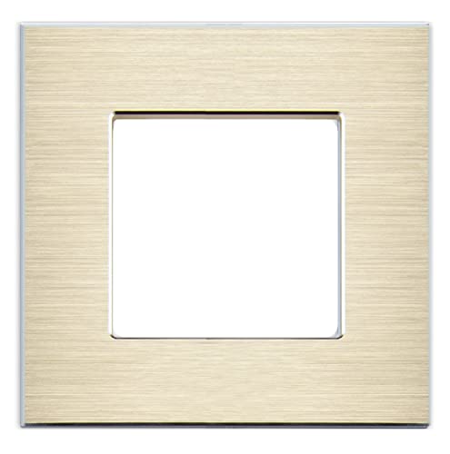 Luxus-Time Wippschalter Lichtschalter Steckdosen mit Aluminium Rahmen Unterputzdose UP Schuko Wipp Wandschalter Einbau Kippschalter Gold (1-Fach Rahmen Aluminium) von Luxus-Time