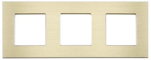 Luxus-Time Wippschalter Lichtschalter Steckdosen mit Aluminium Rahmen Unterputzdose UP Schuko Wipp Wandschalter Einbau Kippschalter Gold (3-Fach Rahmen Aluminium) von Luxus-Time