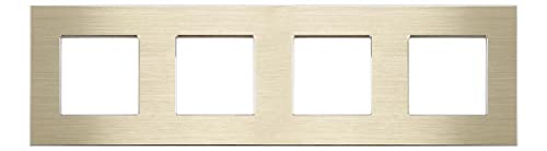 Luxus-Time Wippschalter Lichtschalter Steckdosen mit Aluminium Rahmen Unterputzdose UP Schuko Wipp Wandschalter Einbau Kippschalter Gold (4-Fach Rahmen Aluminium) von Luxus-Time