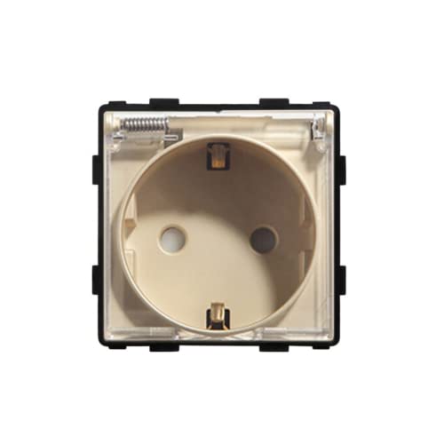 Luxus-Time Wippschalter Lichtschalter Steckdosen mit Aluminium Rahmen Unterputzdose UP Schuko Wipp Wandschalter Einbau Kippschalter Gold (Modul: Steckdose mit Deckel) von Luxus-Time