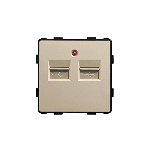 Luxus-Time Wippschalter Lichtschalter Steckdosen mit Aluminium Rahmen Unterputzdose UP Schuko Wipp Wandschalter Einbau Kippschalter Gold (Modul: USB Dose 2-Fach) von Luxus-Time