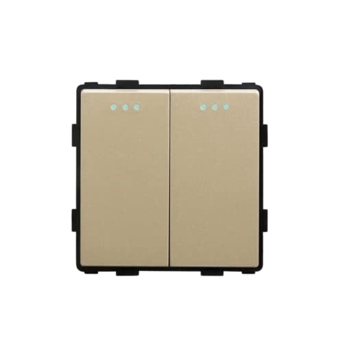 Luxus-Time Wippschalter Lichtschalter Steckdosen mit Aluminium Rahmen Unterputzdose UP Schuko Wipp Wandschalter Einbau Kippschalter Gold (Modul: Wipp 2-Fach Lichtschalter+Wechselschalter) von Luxus-Time