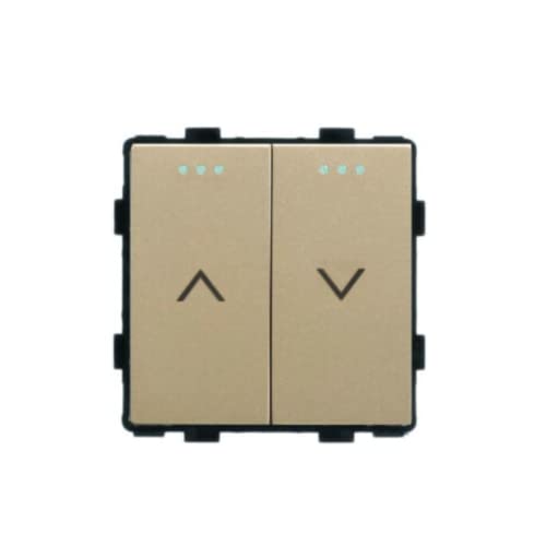 Luxus-Time Wippschalter Lichtschalter Steckdosen mit Aluminium Rahmen Unterputzdose UP Schuko Wipp Wandschalter Einbau Kippschalter Gold (Modul: Wipp 2-Fach Rollladentaster) von Luxus-Time