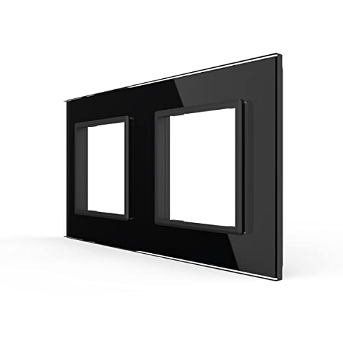 Nur Glasblende 2 Fach LIVOLO Rahmen Glasrahmen für Steckdose VL-C7-SR/SR-12-A Schwarz von Luxus-Time