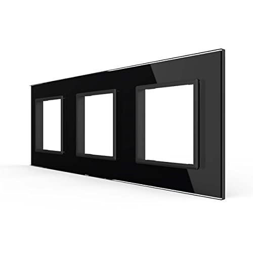 Nur Glasblende 3 Fach LIVOLO Rahmen Glasrahmen für Steckdosen VL-C7-SR/SR/SR-12-A Schwarz von Luxus-Time