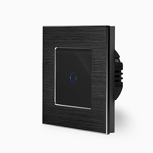 POINT Smart Einfacher WIFI Touch Lichtschalter Ein/Aus 1-Fach im Aluminium Rahmen in Schwarz 1-Weg Smart Home Glas Berührungs Wandschalter für Alexa Google Home IFTT Tuya App gesteuert Luxus-Time POINT Smart Einfacher WIFI Touch Lichtschalter Ein/Aus 1-Fach im Aluminium Rahmen in Schwarz 1-Weg Smart Home Glas Berührungs Wandschalter für Alexa Google Home IFTT Tuya App gesteuert Luxus-Time von Luxus-Time