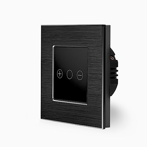 POINT Smart WIFI Touch Dimmer Lichtschalter Ein/Aus 1-Fach im Aluminium Rahmen in Schwarz 1-Weg Smart Home Glas Berührungs Wandschalter für Alexa Google Home IFTT Tuya App gesteuert Luxus-Time von Luxus-Time
