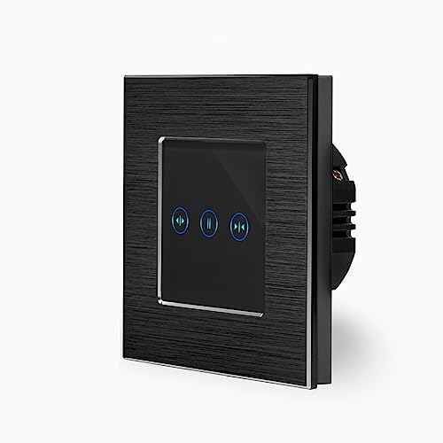 POINT Smart WIFI Touch Rollladen Taster Hoch/Runter/Stop 1-Fach Aluminium Rahmen in Schwarz Smart Home Glas Berührungs Jalousie Markiesen Schalter Alexa Google Home IFTT Tuya App gesteuert Luxus-Time von Luxus-Time