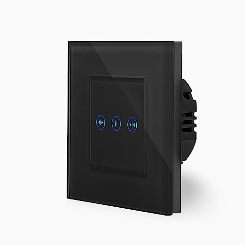 POINT Smart WIFI Touch Rollladen Taster Hoch/Runter/Stop 1-Fach im Glasrahmen in schwarz Smart Home Glas Berührungs Jalousie Markiesen Schalter Alexa Google Home IFTT Tuya App gesteuert Luxus-Time von Luxus-Time