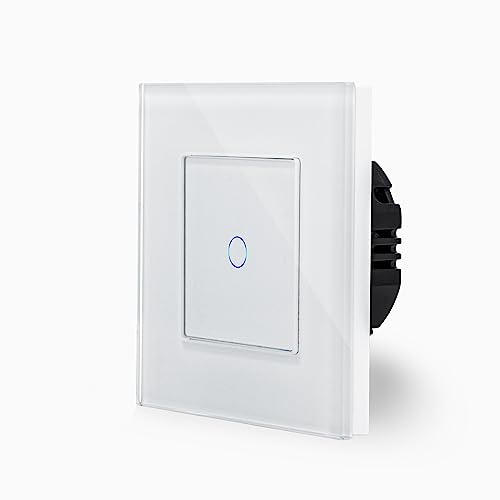 POINT einfacher Touch Wechsel Dimmer Lichtschalter Ein/Aus dimmbar 1-Fach im Glasrahmen in weiß 1-Weg Glas Berührungs Wandschalter Wechselschalter zum dimmen von mehreren Orten Luxus-Time von Luxus-Time