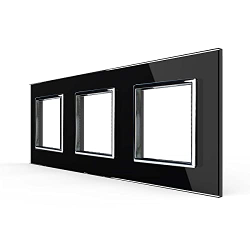 Rote Designer Steckdose 1-5 Fach inkls. Glasrahmen in Schwarz LEG-77219-VL-SR-12 (Glasrahmen 3 Fach schwarz VL-C7-SR-SR-SR-12) von Luxus-Time