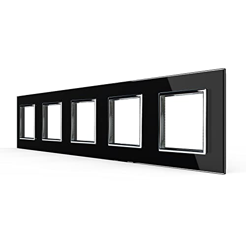 Rote Designer Steckdose 1-5 Fach inkls. Glasrahmen in Schwarz LEG-77219-VL-SR-12 (Glasrahmen 5 Fach schwarz VL-C7-SR-SR-SR-SR-SR-12) von Luxus-Time