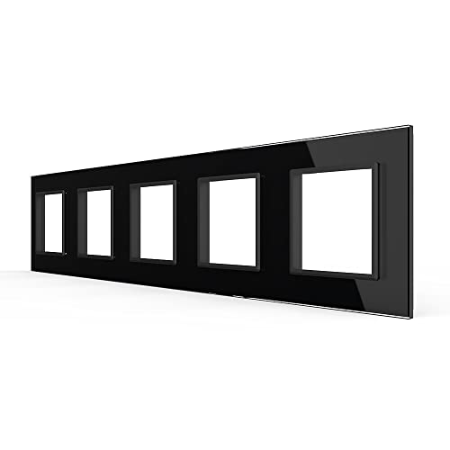Rote Designer Steckdose 1-5 Fach inkls. Glasrahmen in Schwarz LEG-77219-VL-SR-12 (Glasrahmen 5 Fach schwarz VL-C7-SR-SR-SR-SR-SR-12A) von Luxus-Time