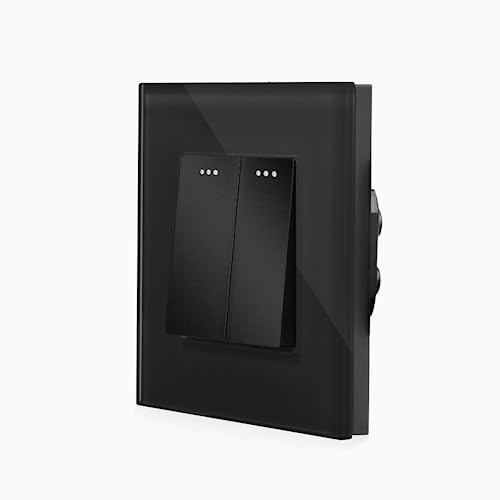 Wippe 2 Fach Wechselschalter Lichtschalter Serienwechselschalter Wippschalter Kippschalter mit Glasrahmen in Schwarz von Luxus-Time von Luxus-Time