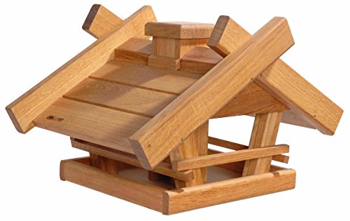 Luxus-Vogelhaus 46510e Großes XXL Vogelhaus "Gartenwald" aus Holz (Eiche) für Garten, Balkon, mit Futter-Silo - XL Vogelhäuschen Vogelfutterhaus von Luxus-Vogelhaus
