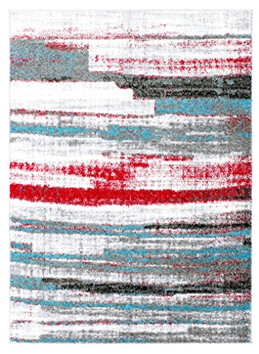 Hochwertiger Teppich LUXUS Modern Verschiedene Muster und Größen Mehrfarbig Grau Blau Rot (80x150) von Luxus