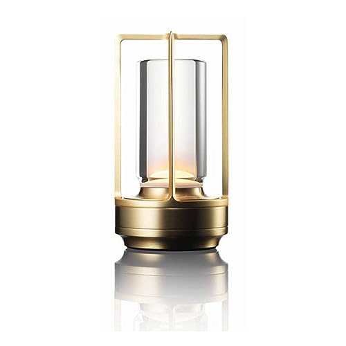 LUXUS - Tischlampe Touch Deluxe - Juliette - Gold - H18 x Ø9 - Terrassenlampe - Schreibtischlampe - LED - Wiederaufladbar - Dimmbar - Kabellos - Batteriebetrieben - Tischlampe für innen und außen von Luxus
