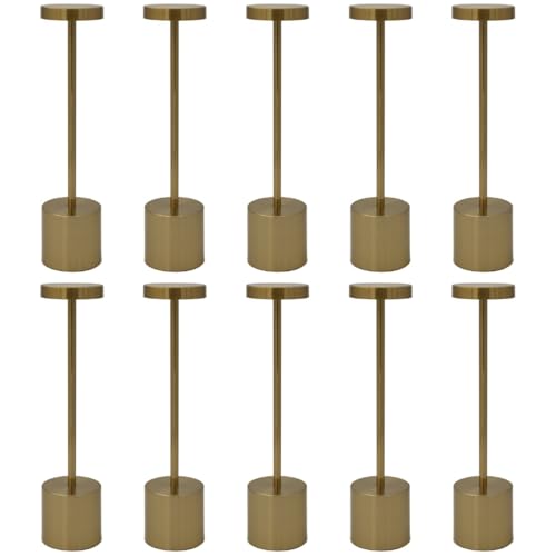 Luxus - Tischlampe Touch - Emilie - Gold - Set van 10 - H34 x Ø8 - Terrassenlampe - Schreibtischlampe - LED - Wiederaufladbar - Dimmbar - Kabellos - Tischlampe für innen und außen Luxus - Tischlampe Touch - Emilie - Gold - Set van 10 - H34 x Ø8 - Terrassenlampe - Schreibtischlampe - LED - Wiederaufladbar - Dimmbar - Kabellos - Tischlampe für innen und außen von Luxus
