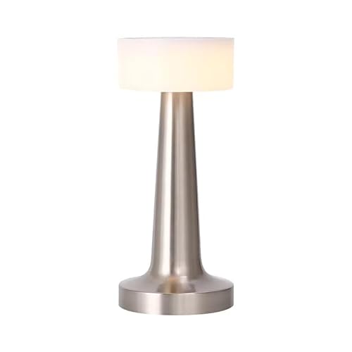 Luxus europe - Tischlampe Touch - Isabel - Silber - H21 x Ø9 - Terrassenlampe - Schreibtischlampe - LED - Wiederaufladbar - Dimmbar - Kabellos - Batteriebetrieben - Tischlampe für innen und außen von Luxus