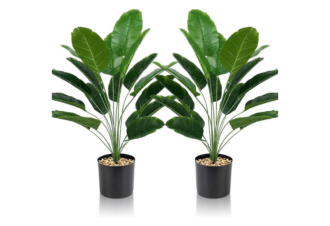 Künstliche Zimmerpflanze Kunstpflanzen Set 2 Plastikpflanze Büro Zuhause Große Bananenblätter, LuxusKollektion von LuxusKollektion