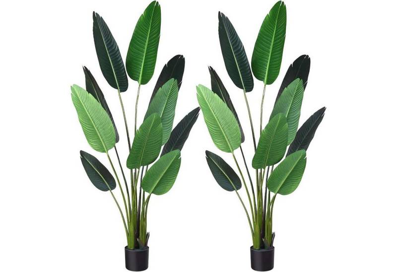 Kunstbaum Künstliche Pflanze Paradiesvogelbaum Palme Topf Grün 2 160 cm, LuxusKollektion von LuxusKollektion