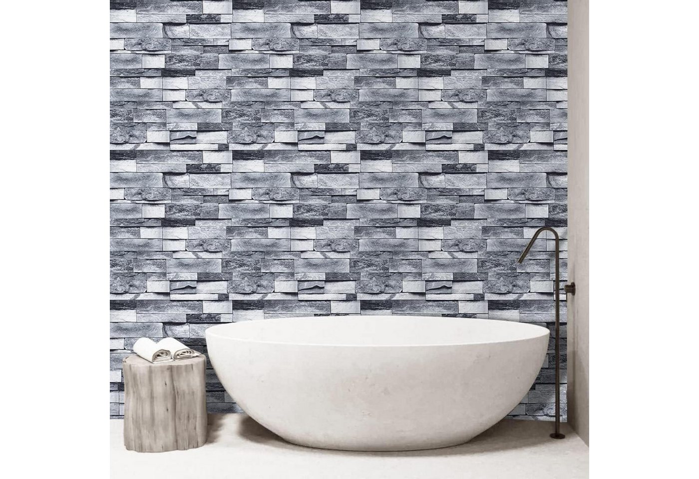 JOLIHOME 3D-Tapete Graue Ziegelstein-Tapete Vintage Selbstklebend Rollen 44.5x500cm JOLIHOME 3D-Tapete Graue Ziegelstein-Tapete Vintage Selbstklebend Rollen 44.5x500cm von JOLIHOME