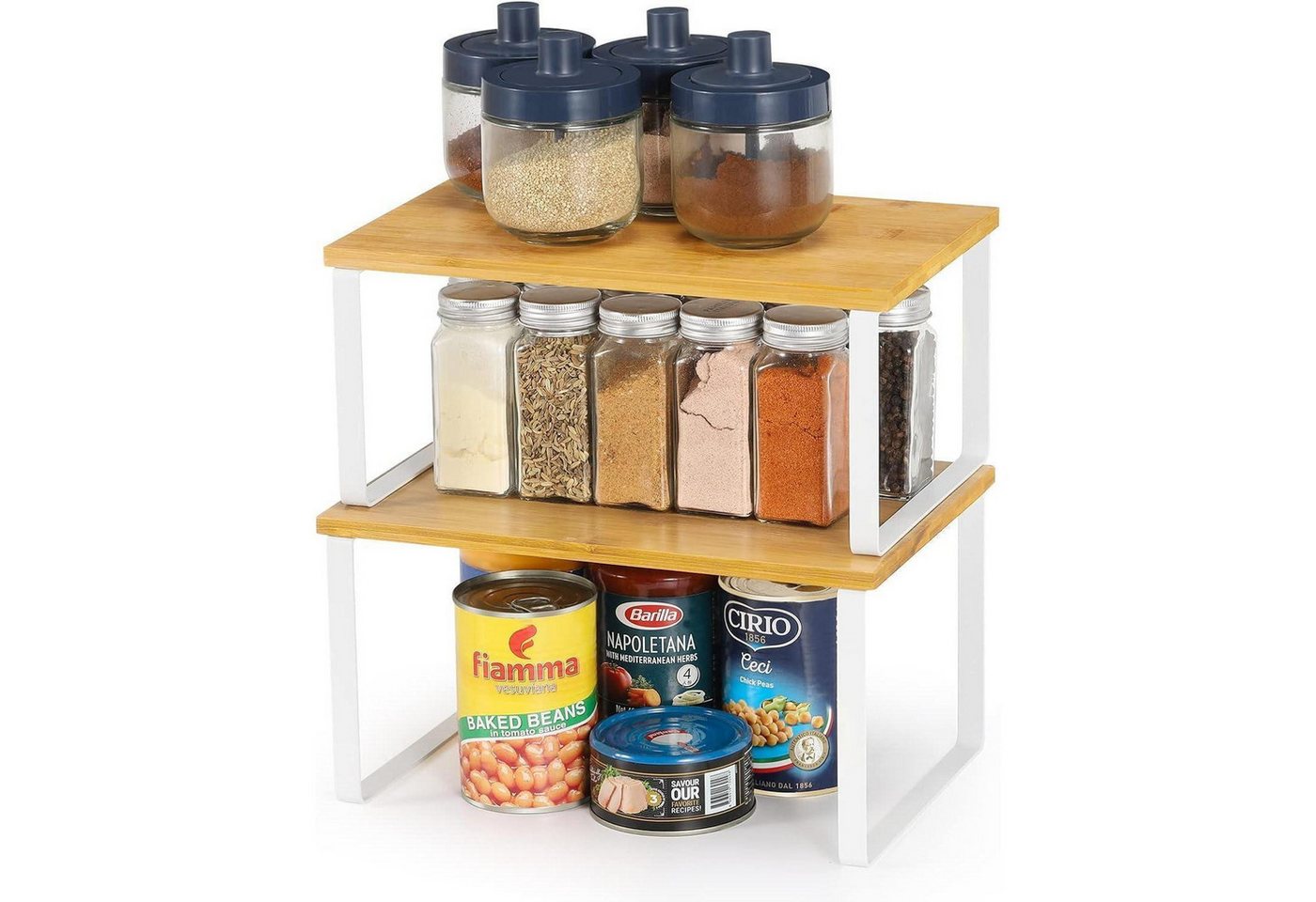 LuxusKollektion Ablagetisch Küchenregal 2er Set Regaleinsatz Gewürzregal Metall Bambus Weiß LuxusKollektion Ablagetisch Küchenregal 2er Set Regaleinsatz Gewürzregal Metall Bambus Weiß von LuxusKollektion