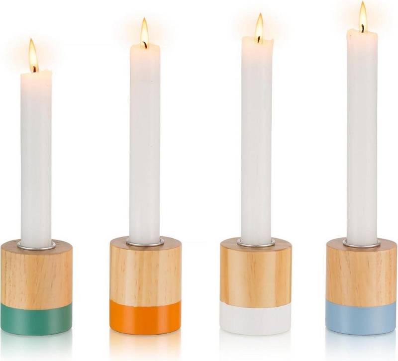 LuxusKollektion Adventsleuchter Kerzenständer Holz Rustikale Deko 4er Set Landhausstil Adventskranz von LuxusKollektion
