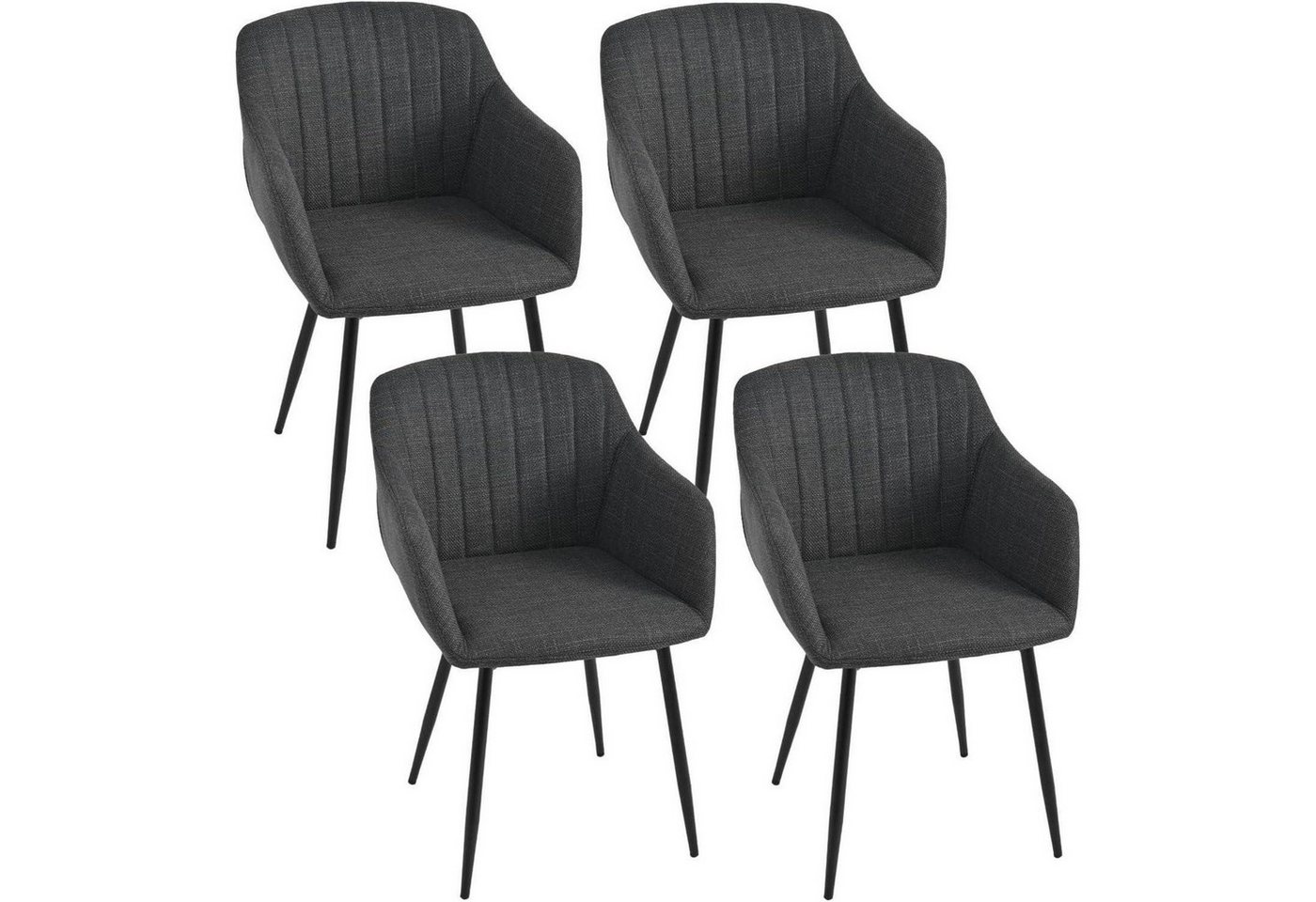 LuxusKollektion Armlehnstuhl Esszimmerstühle 4er Polsterstuhl Armlehne Metallbeine 4er Schwarzgrau LuxusKollektion Armlehnstuhl Esszimmerstühle 4er Polsterstuhl Armlehne Metallbeine 4er Schwarzgrau von LuxusKollektion