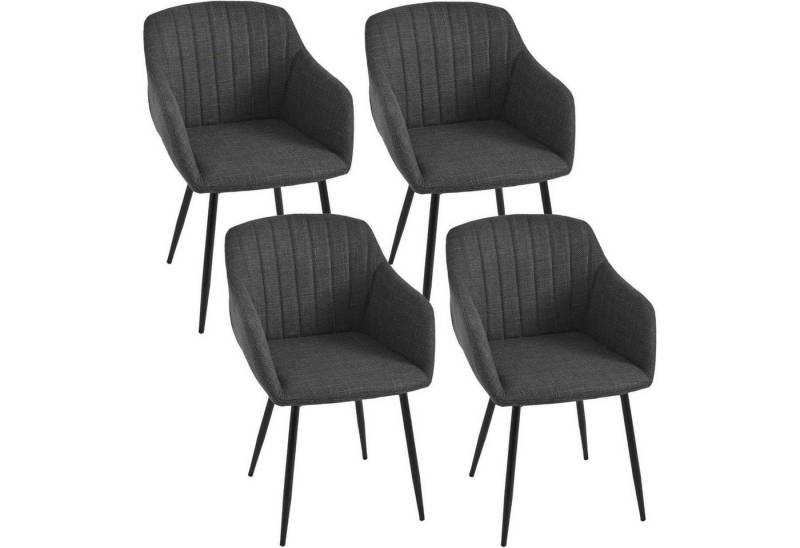 LuxusKollektion Armlehnstuhl Esszimmerstühle 4er Polsterstuhl Armlehne Metallbeine 4er Schwarzgrau LuxusKollektion Armlehnstuhl Esszimmerstühle 4er Polsterstuhl Armlehne Metallbeine 4er Schwarzgrau von LuxusKollektion