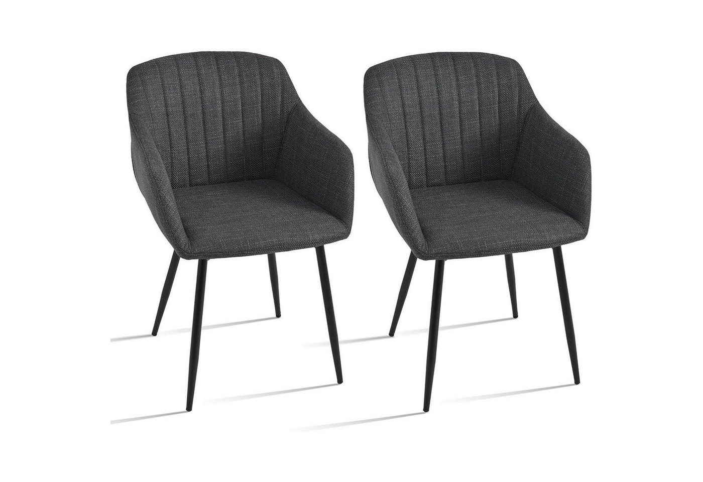 LuxusKollektion Armlehnstuhl Esszimmerstühle Polsterstuhl Armlehne Metallbeine 2er Schwarzgrau LuxusKollektion Armlehnstuhl Esszimmerstühle Polsterstuhl Armlehne Metallbeine 2er Schwarzgrau von LuxusKollektion