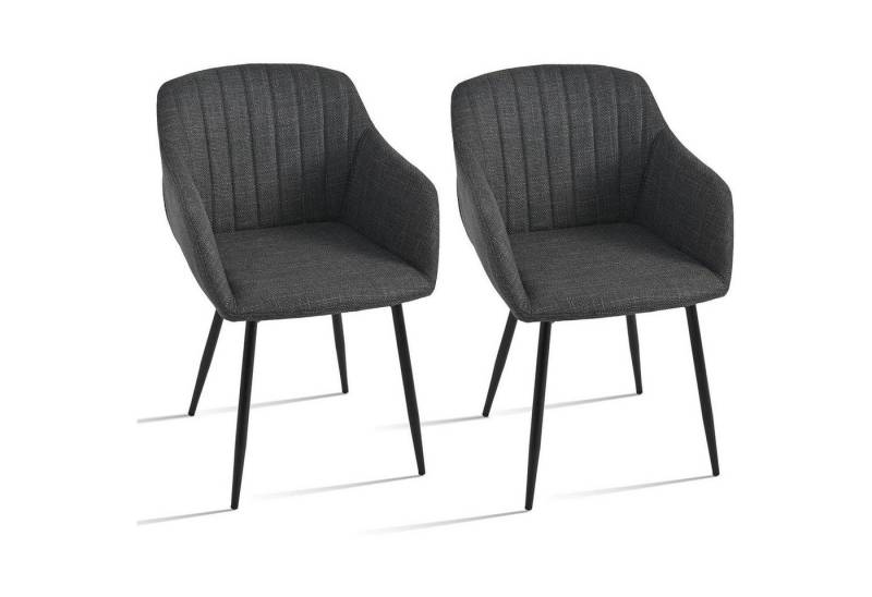 LuxusKollektion Armlehnstuhl Esszimmerstühle Polsterstuhl Armlehne Metallbeine 2er Schwarzgrau LuxusKollektion Armlehnstuhl Esszimmerstühle Polsterstuhl Armlehne Metallbeine 2er Schwarzgrau von LuxusKollektion