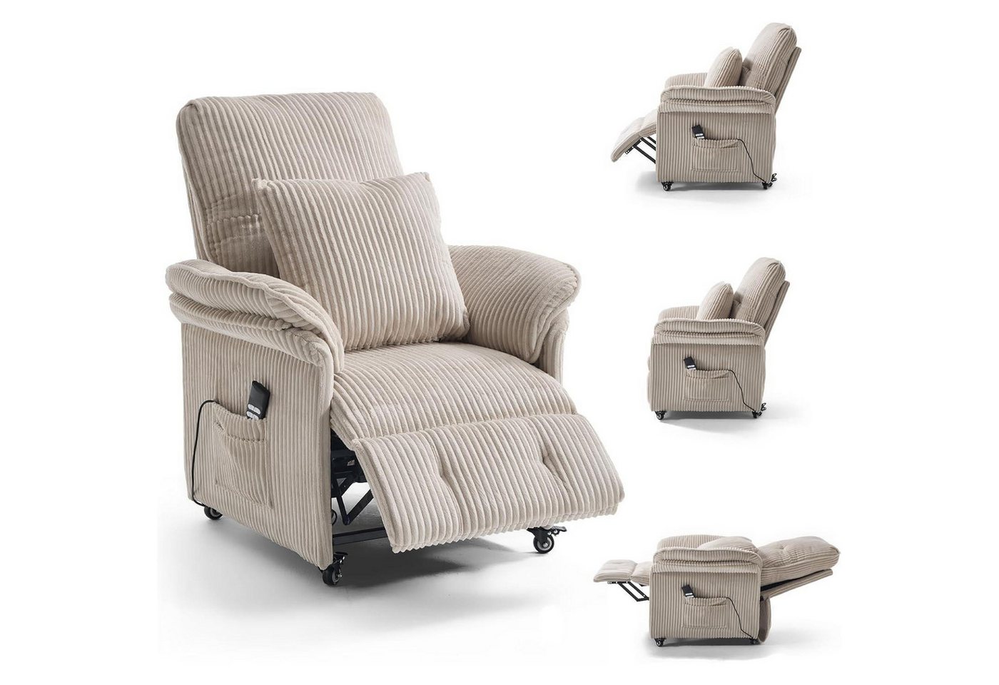 LuxusKollektion Armlehnstuhl Relaxsessel Elektrisch 2 Motoren Liegefunktion Rollen Beige LuxusKollektion Armlehnstuhl Relaxsessel Elektrisch 2 Motoren Liegefunktion Rollen Beige von LuxusKollektion