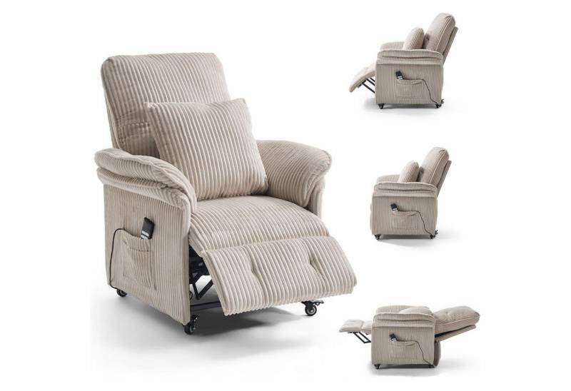 LuxusKollektion Armlehnstuhl Relaxsessel Elektrisch 2 Motoren Liegefunktion Rollen Beige LuxusKollektion Armlehnstuhl Relaxsessel Elektrisch 2 Motoren Liegefunktion Rollen Beige von LuxusKollektion